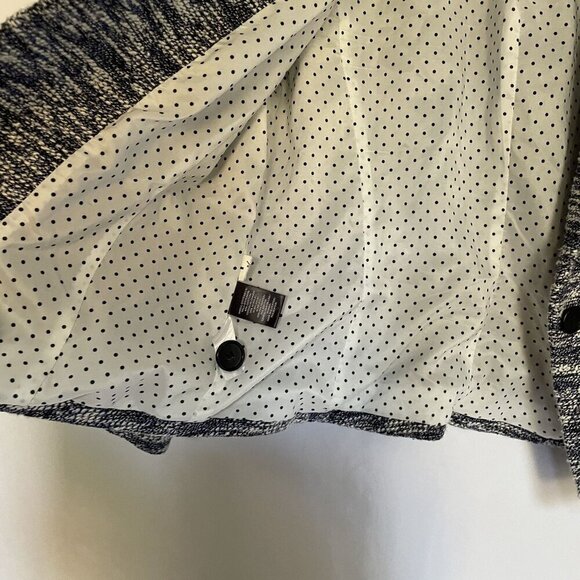 Ann Taylor Womens Tweed Knit Blazer Jacket Size 6 Black & White Polka Dot Lining - Picture 5 of 9